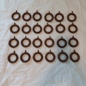 24 Curtain/Drapery Rod Rings,  Brown Resin 2 inch